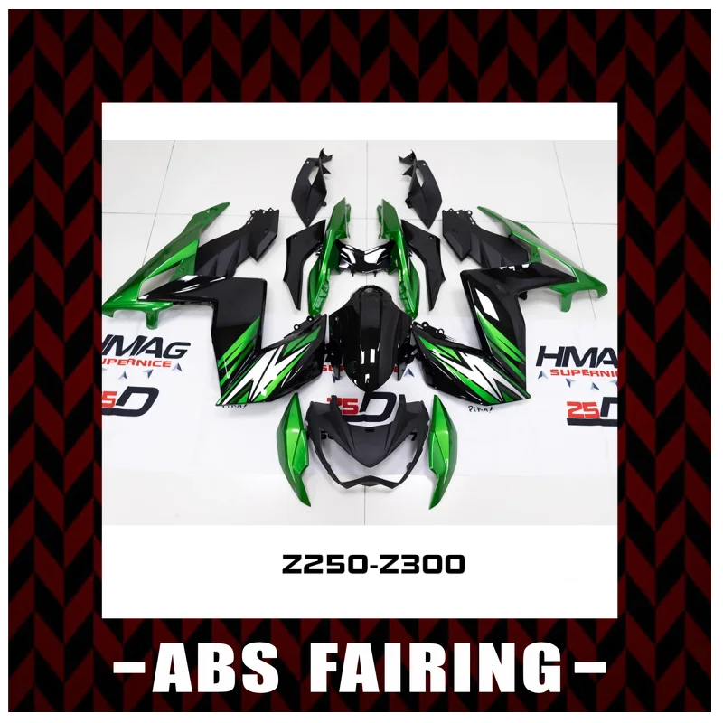Для Z250 Z300 Инжекционный ABS высококачественный гоночный обтекатель Яркий Черный Зеленый Z300 Z250 мотоциклетный обтекатель