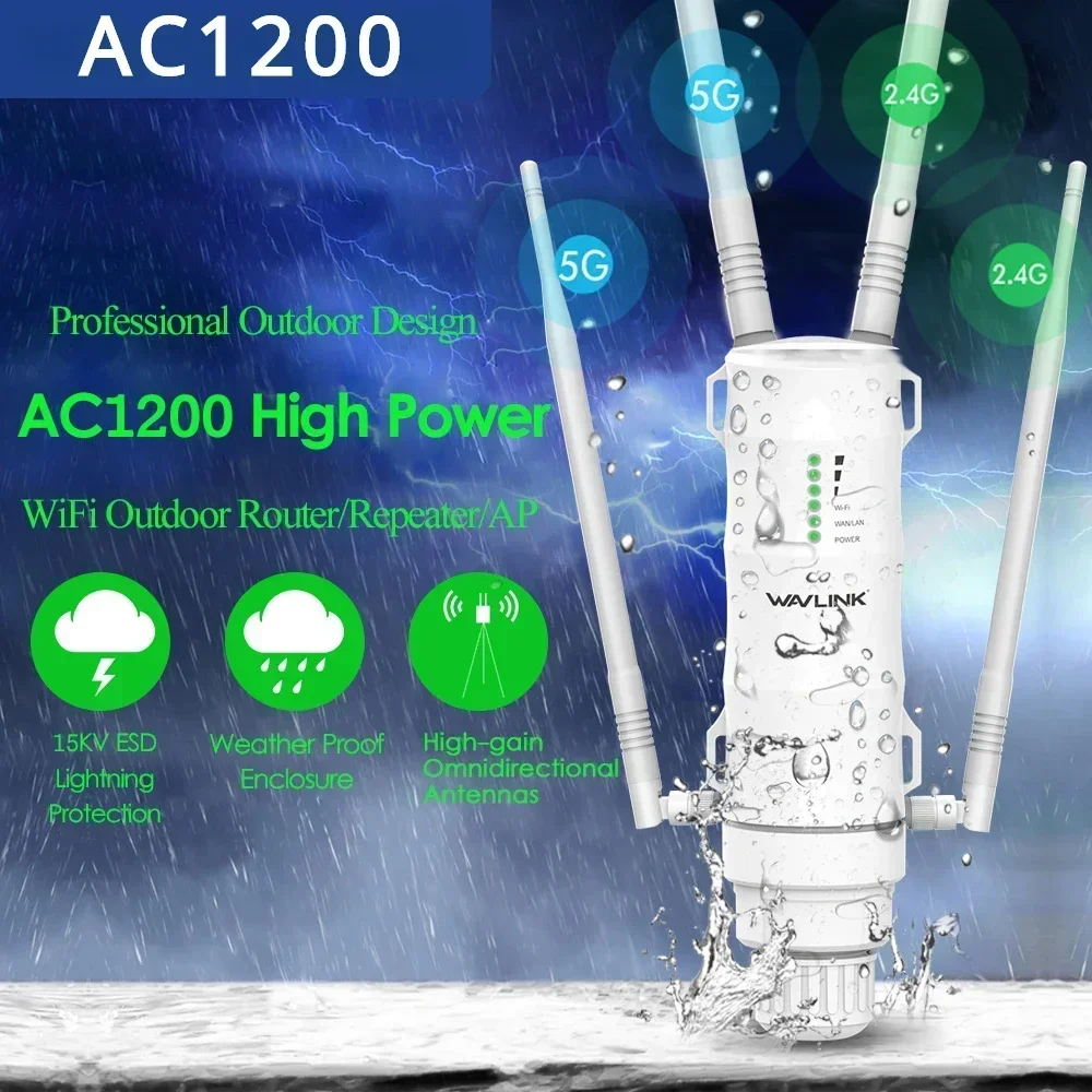 Wavlink AC1200/600 Высокомощный Наружный Wi-Fi Маршрутизатор/Точка ДОСТУПА Водонепроницаемый Ретранслятор Беспроводной Wifi Двойной Dand 2,4/5G Антенна С Высоким коэффициентом Усиления POE EU
