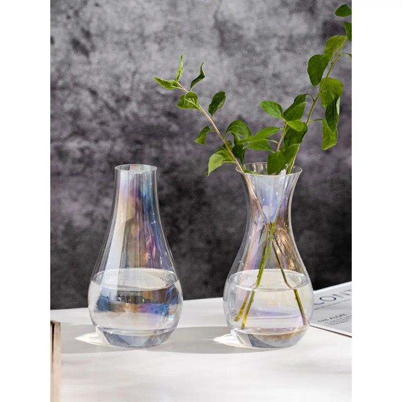 Скандинавская стеклянная ваза Винтажное украшение мебели для гостиной с цветами, реквизит для съемок, геометрическая толстая ваза черного цвета