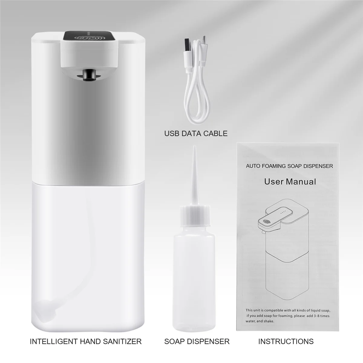 Автоматический дозатор мыла с датчиком, 400 мл, USB перезаряжаемый дозатор пенообразного мыла, IPX4 водонепроницаемый, бесконтактный