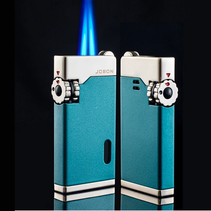 Ультратонкая металлическая зажигалка-факел Jet Turbo, Ветрозащитная, с видимым газом, Бутановые сигары, Портативные зажигалки, Аксессуары для курения