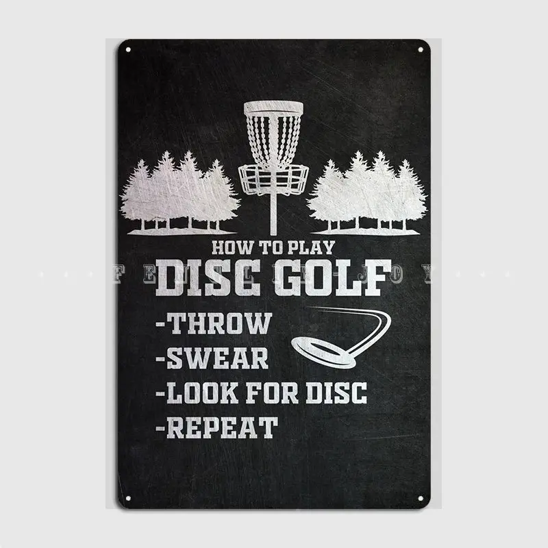 Как играть в диск-гольф, металлическая вывеска, клубная вечеринка, домашняя Ретро настенная табличка, жестяная вывеска, плакат