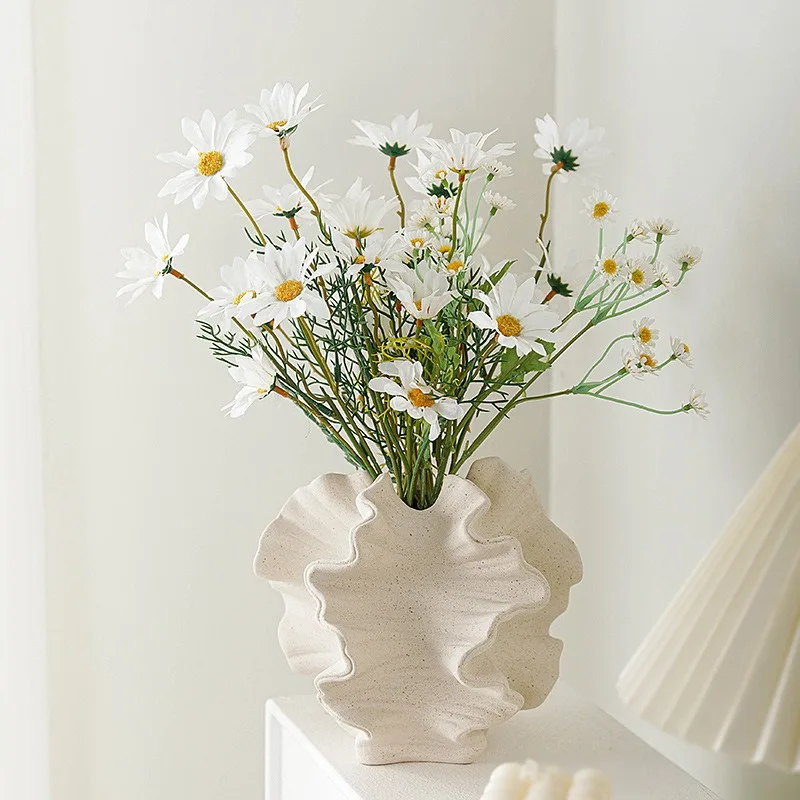 Керамическая Коралловая ваза Nordic Art Бежевый Матовый контейнер для цветов Пампасная трава Столешница для гостиной Центральные элементы декора