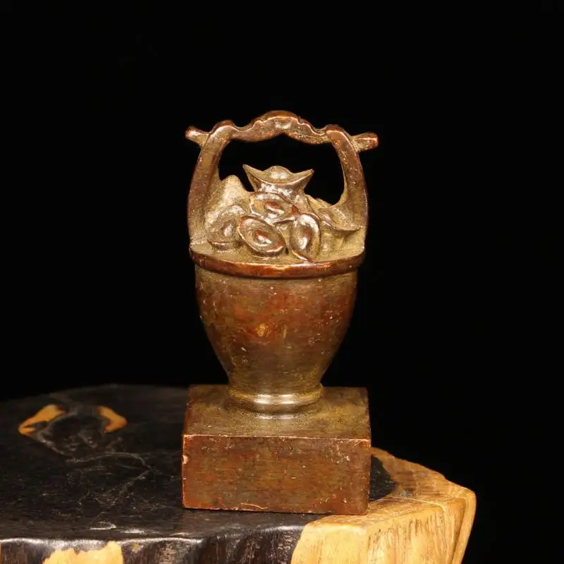 Древнекитайское сочетание золота и камней Yuanbao Seal Cutting Фиолетовое медное украшение