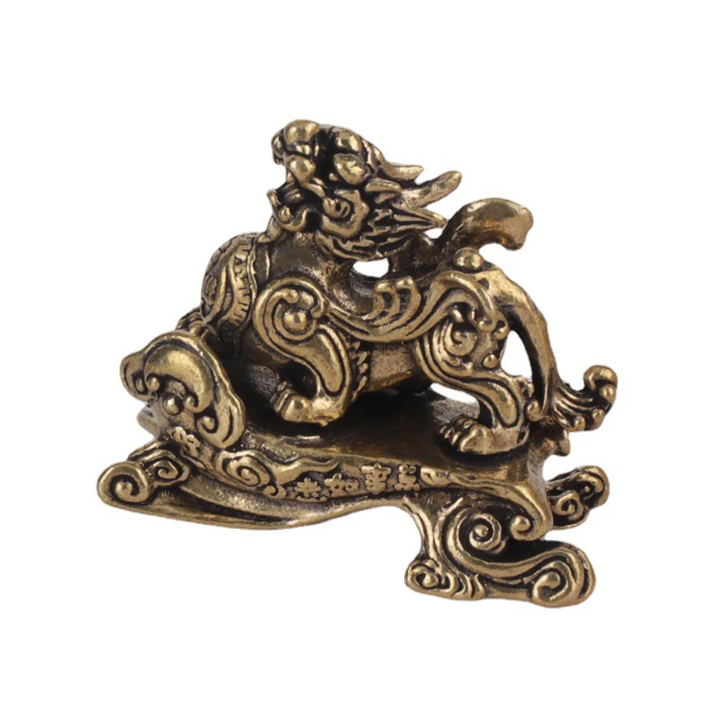 1шт ретро античная латунь китайский мифический зверь статуя мелких украшений Винтаж счастливый Pixiu цифры рабочий стол украшения, чайные домашних животных