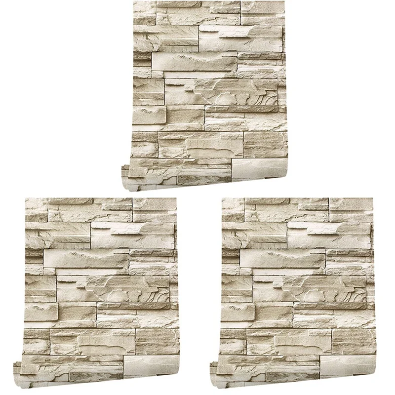3X, 6M Виниловая 3D наклейка Brick Rock Бумажные самоклеящиеся обои Мебельные наклейки на стены