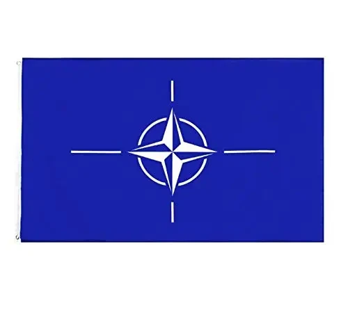 Флаг Организации Североатлантического Договора НАТО с двойным прошитым белым компасом, темно-синие Декоративные флаги, втулки из полиэстера и латуни