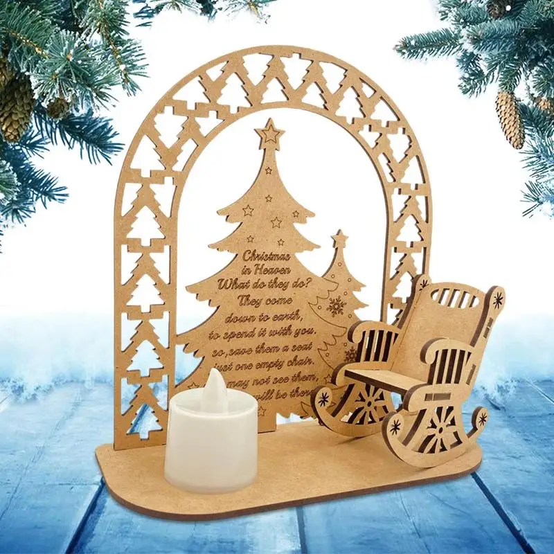 Мемориальный орнамент из Рождественской свечи, Памятный орнамент с деревянным подсвечником в виде кресла-качалки, Веселый рождественский орнамент для крыльца
