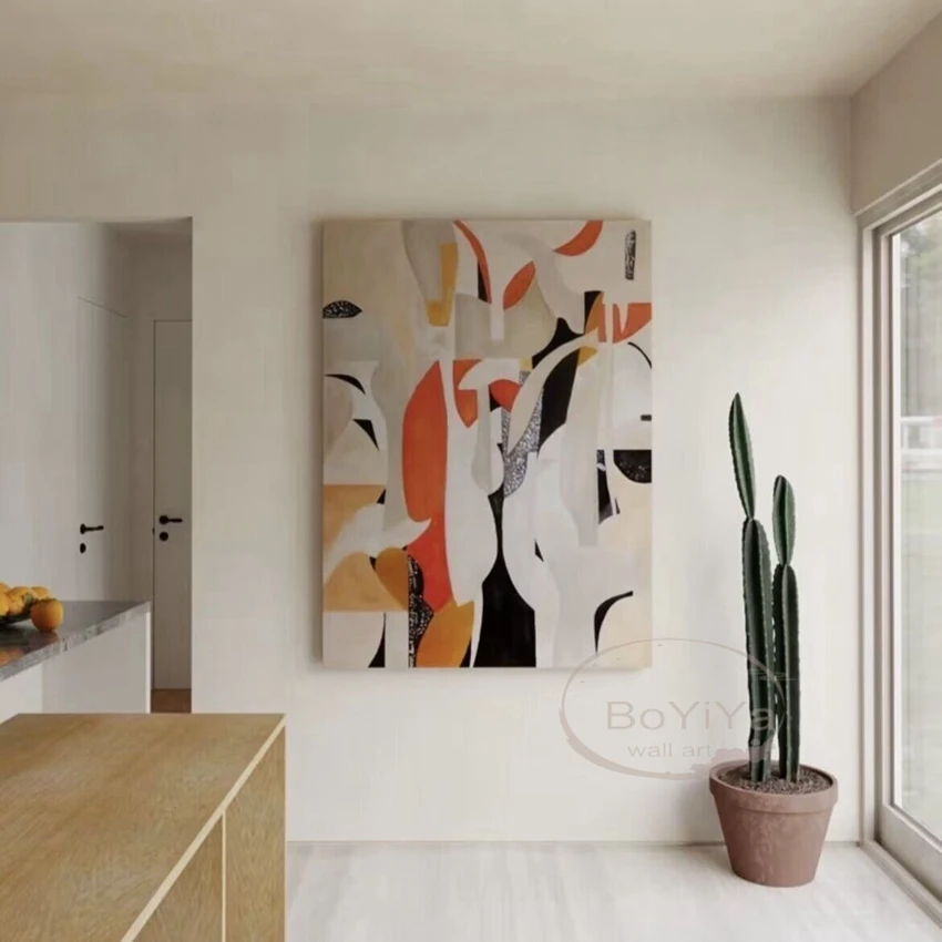 Абстрактное Уникальное изображение в скандинавском стиле, Блокирующее цвет, Картина маслом ручной работы, Украшение дома для спальни Отеля, гостиной, настенной росписи на диване.
