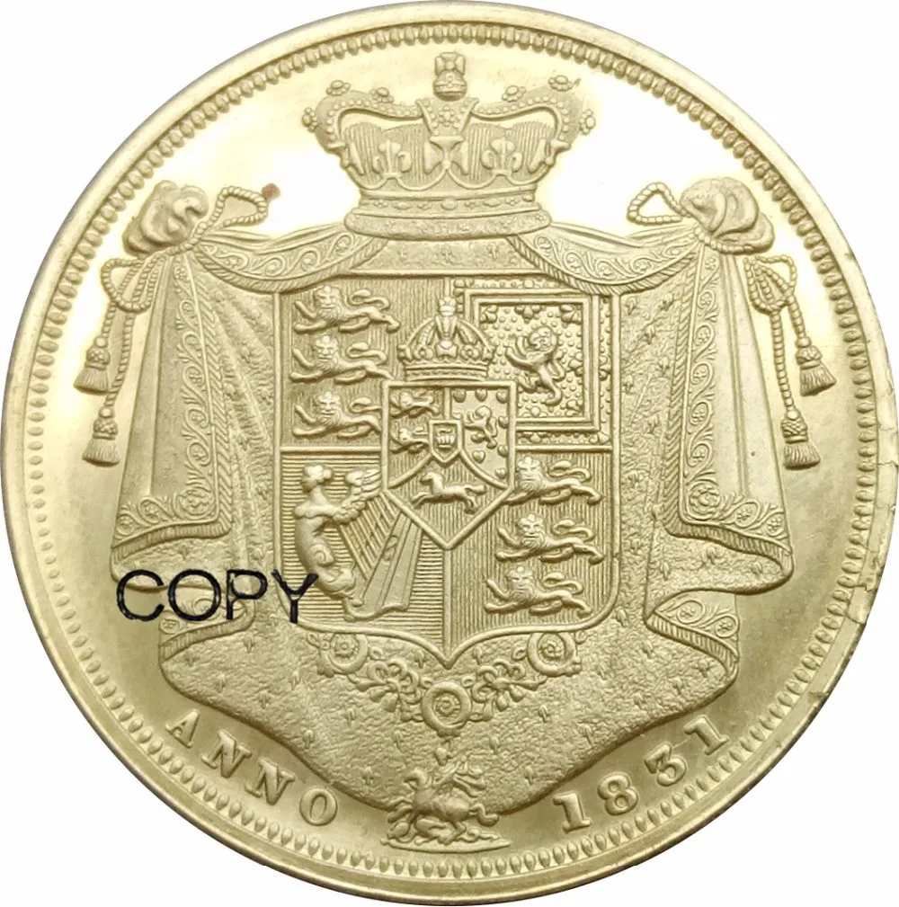 Великобритания 1831 год 2 фунта стерлингов Золотая монета короля Вильгельма IV Ганновера, латунные металлические копии монет