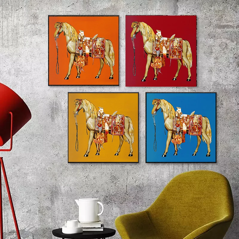 Саудовская Классическая настенная живопись с животными, Абстрактная лошадь, печать плакатов на холсте, роскошные настенные панно для гостиной, современный домашний декор