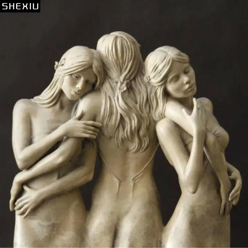 Три Богини Абстрактные фигуры Статуи Сестры Персонажи Скульптура из трех человек Украшение стола Поделки из смолы Современный домашний декор