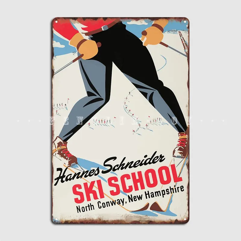 Винтажный плакат Лыжной школы, Металлическая табличка, плакат, Клубная вечеринка, Забавная вечеринка, Жестяной знак, плакат