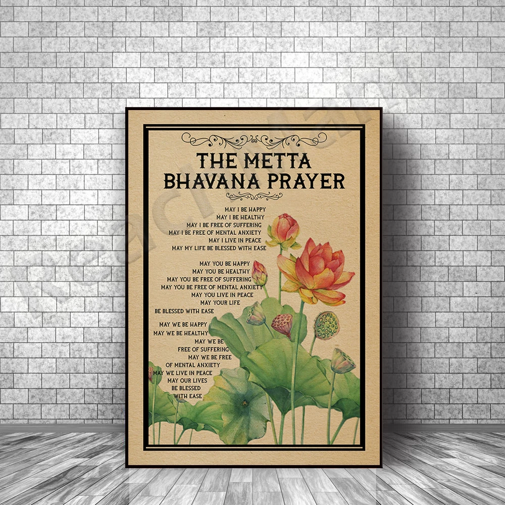 Молитвенный плакат Метта Бхавана, настенное украшение художника, подарок для влюбленных, живопись, поэтический плакат
