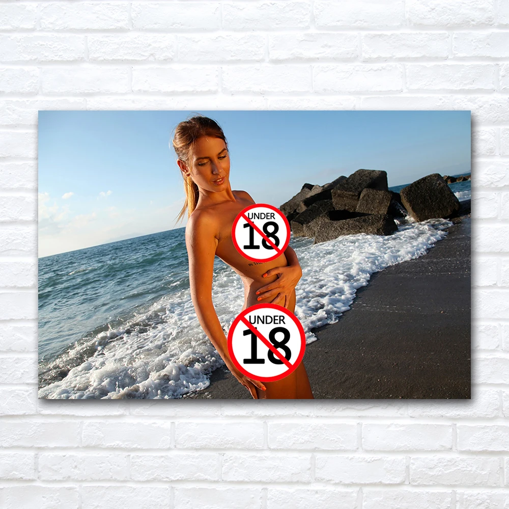 Сексуальная модель на пляже Современное искусство Холст Картина Настенные панно для гостиной Домашний декор Плакат без рамки