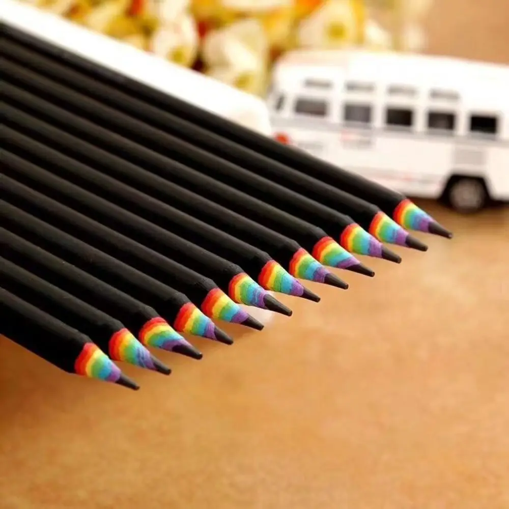 5шт 2B Сменные школьные карандаши, экологически чистые карандаши из радужной бумаги, Объемные красочные, Лучший подарок, деревянный карандаш, первый день в школе