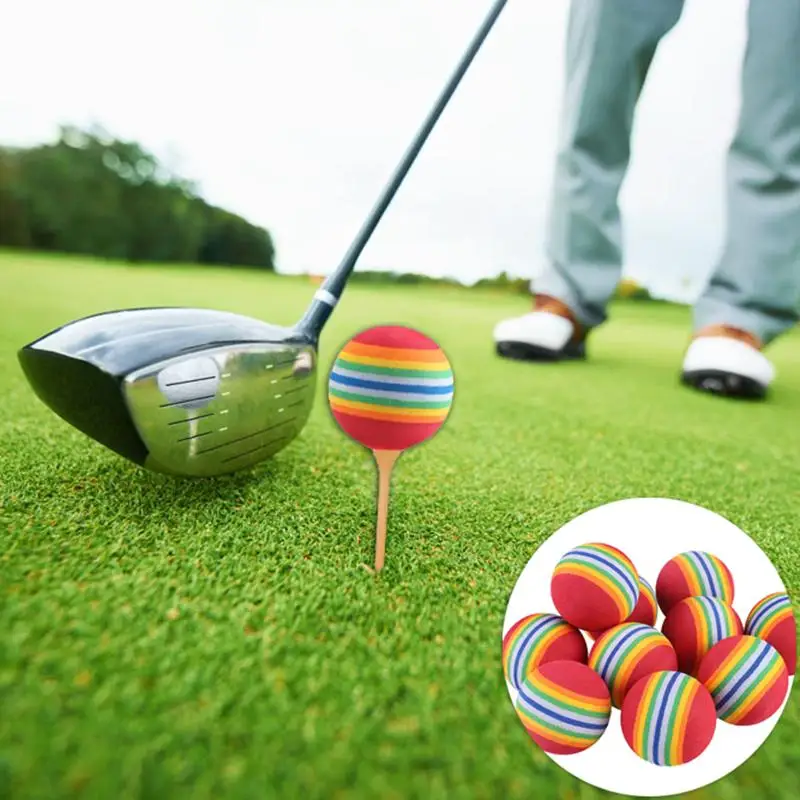 Тренировочный мяч для гольфа в помещении 39 мм Высококачественный Прочный EVA Rainbow Ball, мягкий гибкий, легкий, менее ударопрочный Спортивный инструмент, 1/10 шт.