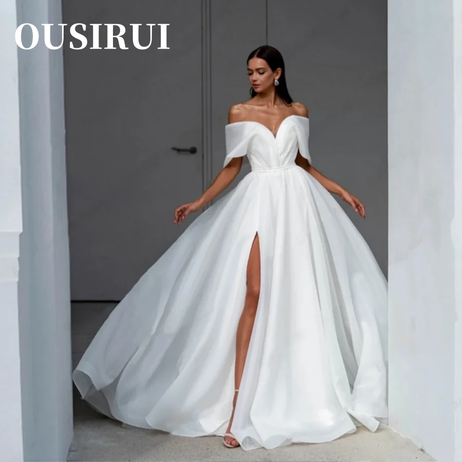 Белая Милая 2024, Асимметричные свадебные платья из органзы с открытыми плечами, свадебные платья для роскошного брака, Vestidos De Novia