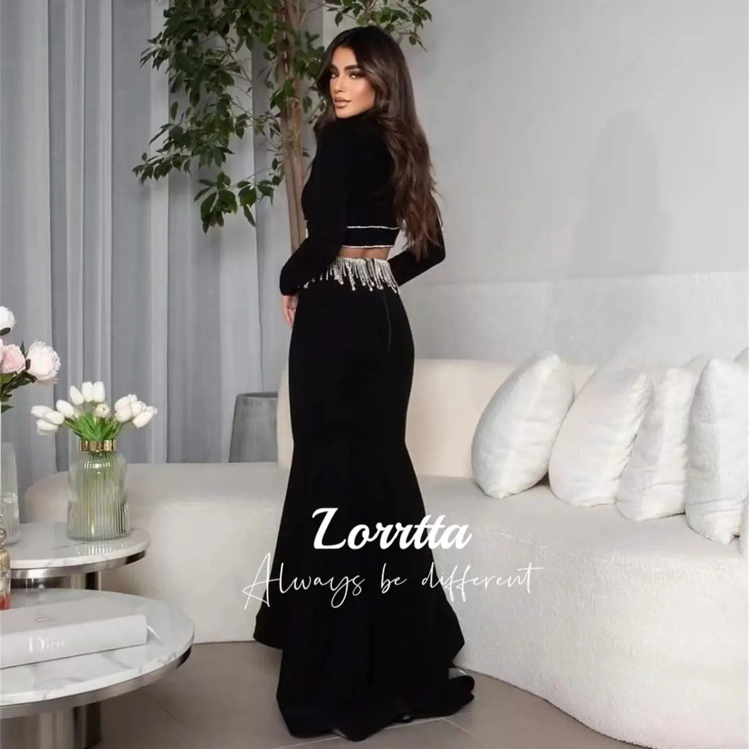 Женское черное вечернее платье Lorrtta с полыми кисточками, платье 