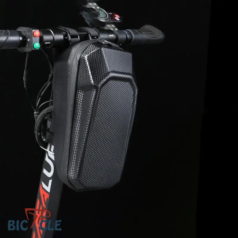 Передняя сумка для езды на электрическом скейтборде, велосипед, сумка на руль с твердым покрытием, черная складная сумка для хранения, защищающая от дождя.
