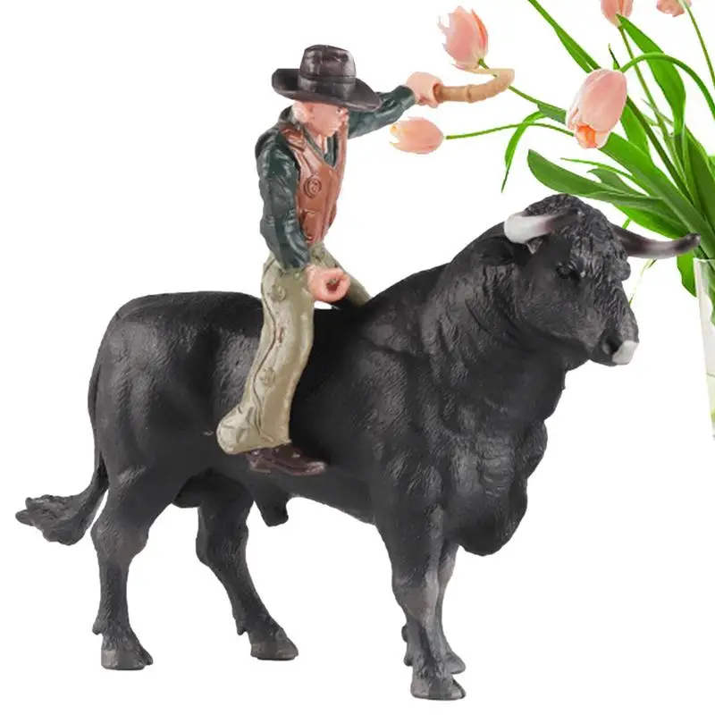Фигурка ковбоя верхом на быке, имитирующая Дикого Испанского тореадора, Модель крупного рогатого скота, Родео, Фигурка ковбоя крупного рогатого скота, Игрушка для 3-5 6-12 лет