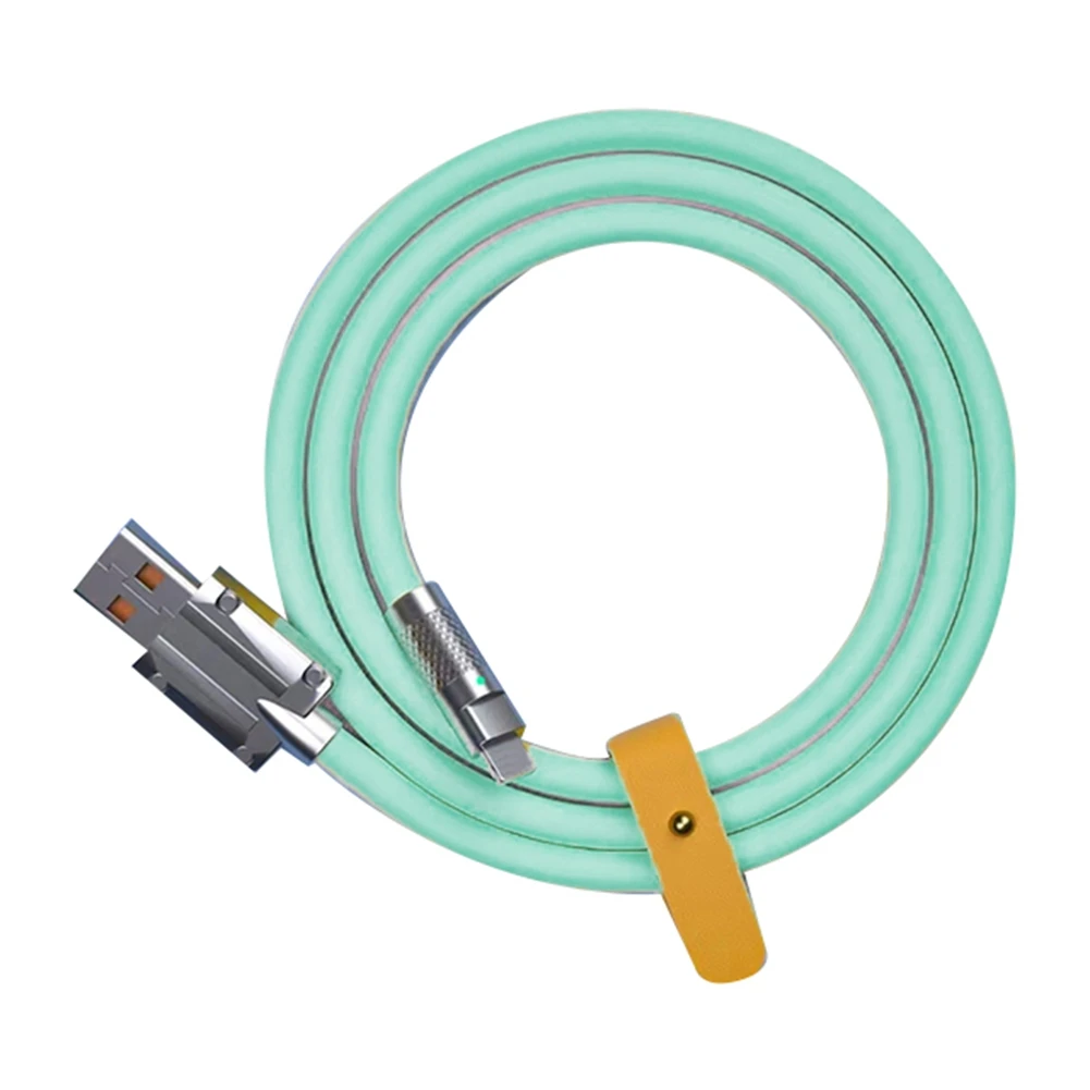 120 Вт 6A Сверхбыстрая зарядка USB C Кабель для зарядки USB Type-C Зарядка + передача данных 2-В-1 Кабель для мобильного телефона Зеленый (1 М)