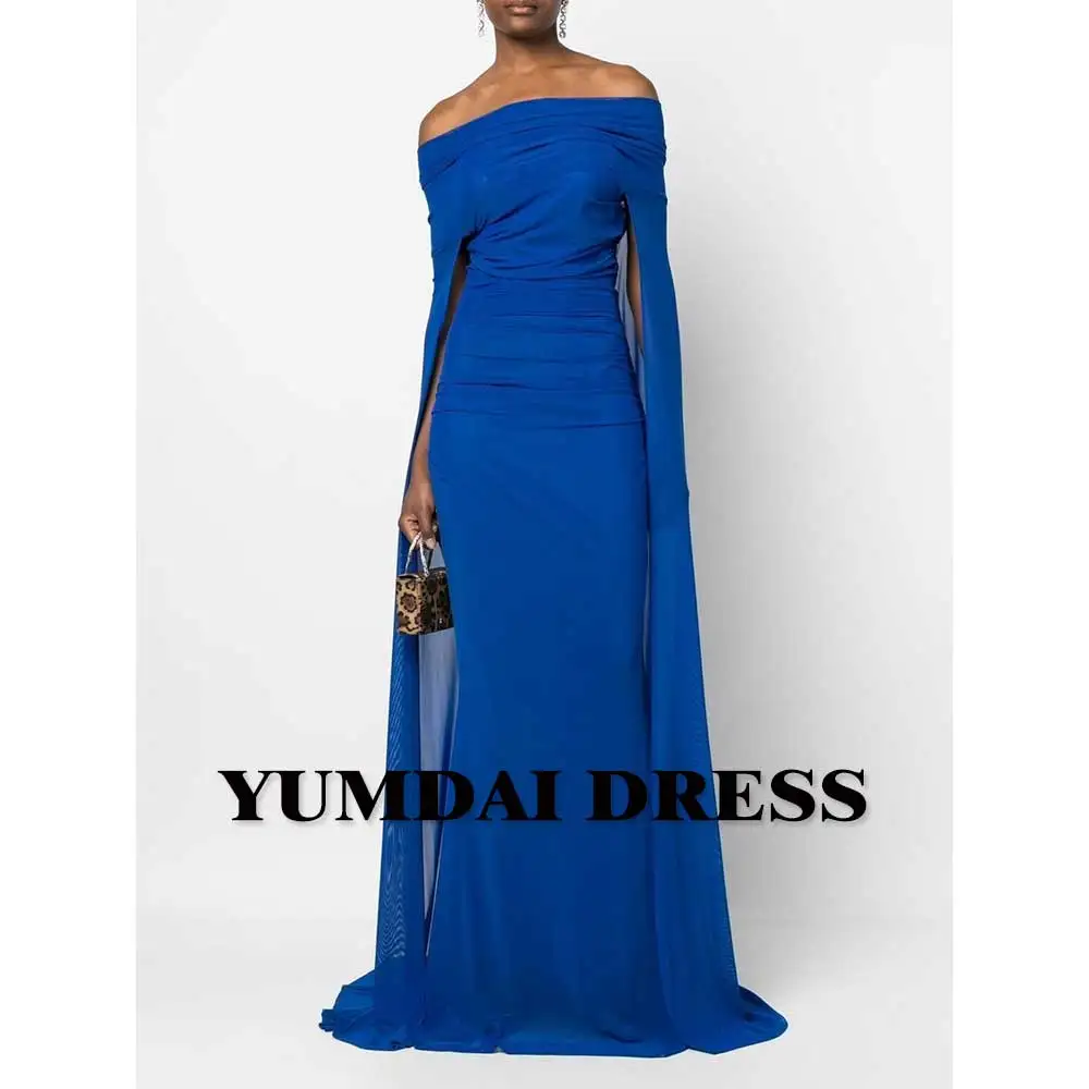 YUMDAI Temperament, Шифоновое платье со шлейфом на синем плече, 2023, Дубай, Женское свадебное платье для матери, официальное вечернее платье