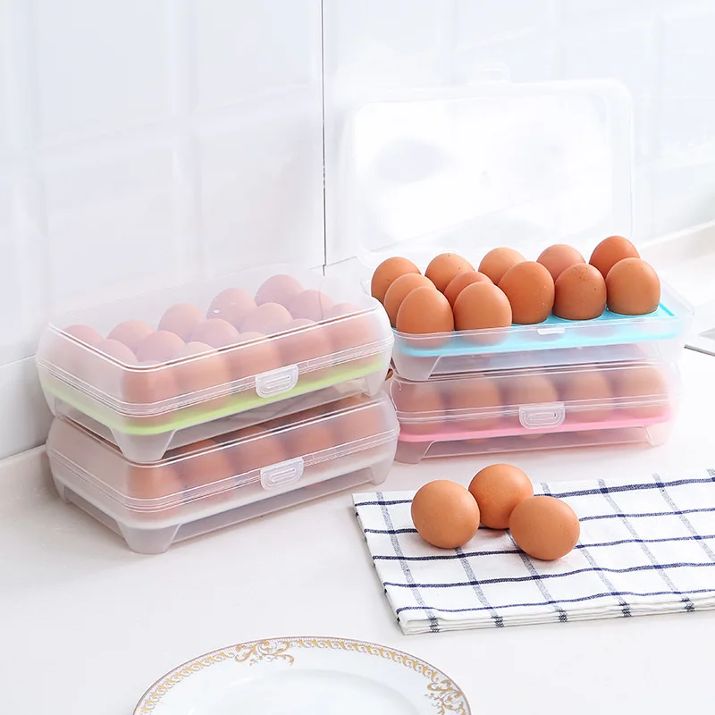 Ящик для хранения яиц с 15 сетками Лоток для яиц с выдвижным ящиком Коробка для яиц из полипропилена для холодильника Ящики для яиц Лоток для яиц Кухонный контейнер для продуктов