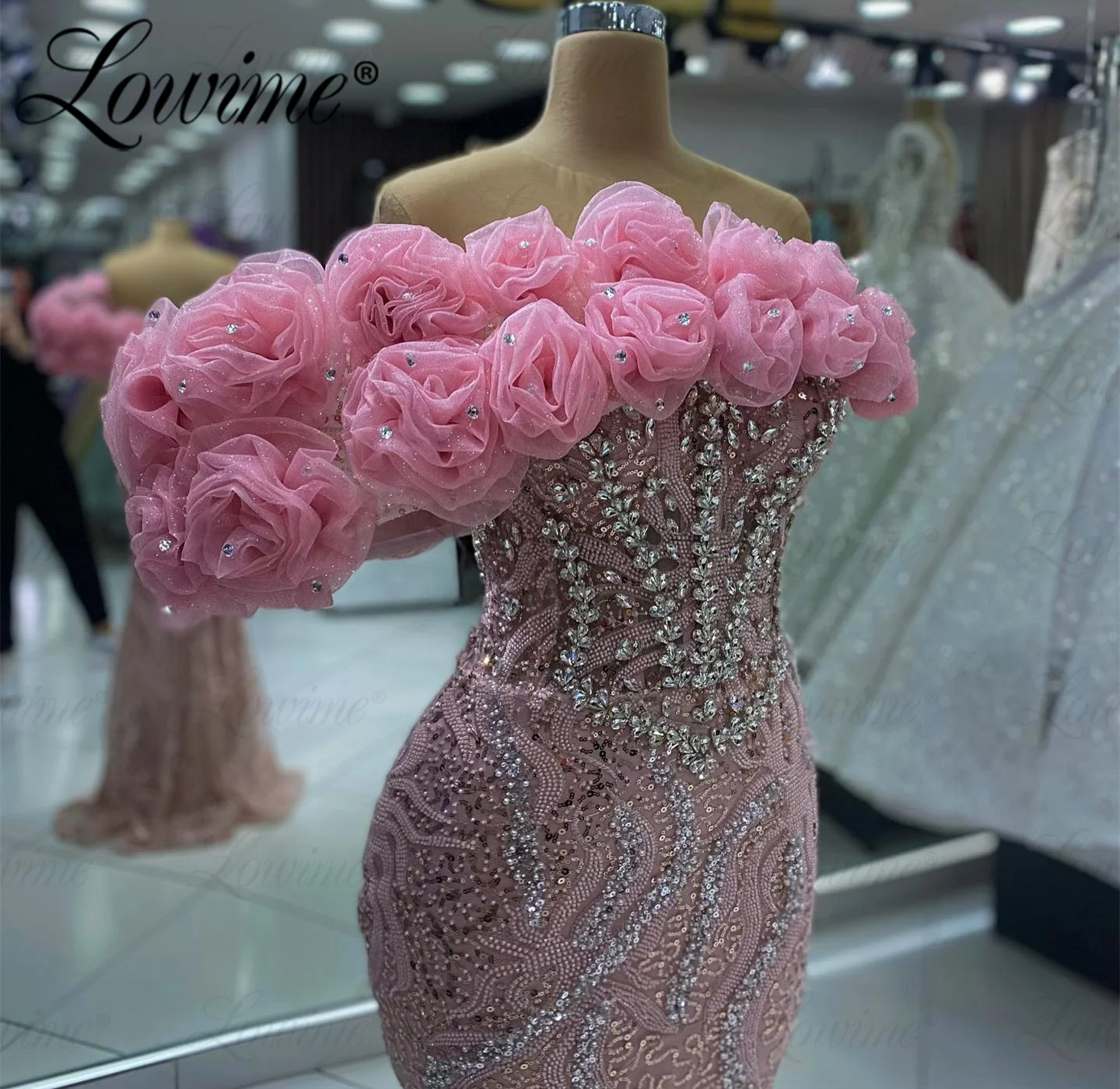2024, Розовое 5D платье ручной работы с цветами Aso Ebi, Арабское вечернее платье Русалки, Женское длинное платье для выпускного вечера, платья для помолвки на день рождения Русалки, вечерние платья
