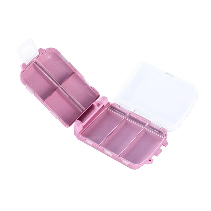 Креативная и портативная маленькая коробочка для лекарств, складная трехслойная пластиковая упаковка для лекарств, коробка для таблеток с 8 ячейками