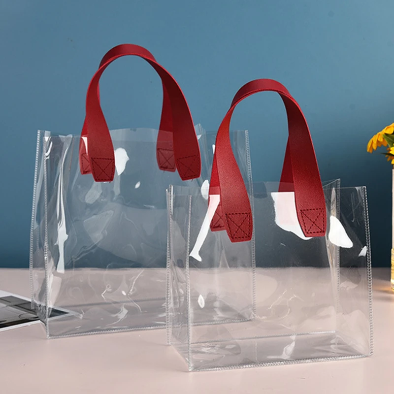 Прозрачная повседневная сумка, Прочная сумка-тоут из ПВХ, Портативная сумка для хранения на открытом воздухе, Водонепроницаемая сумка для покупок, Подарочная упаковка для Тоут