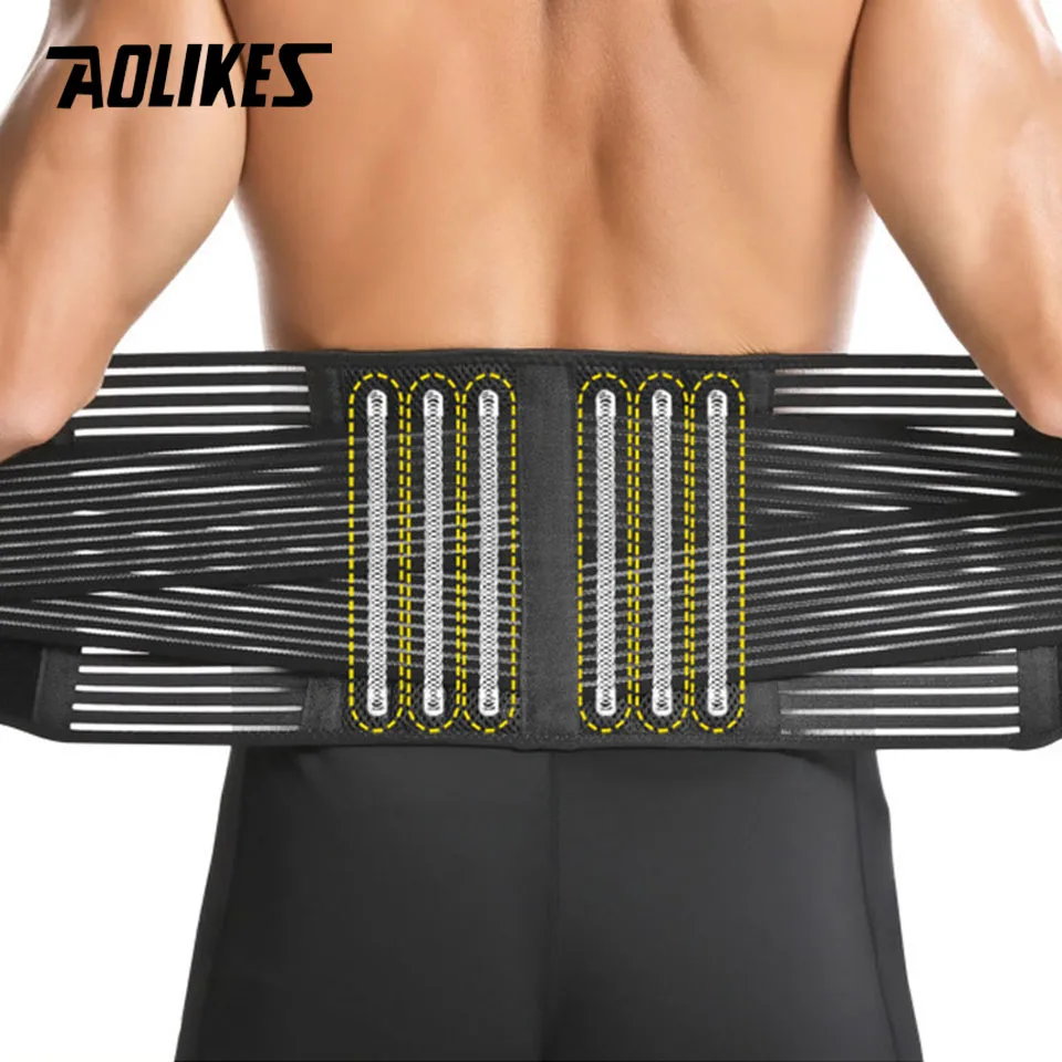 Бандаж для спины AOLIKES для облегчения боли в пояснице с 6 пружинами, Пояс для поддержки спины для работы с женщинами и Мужчинами, Дышащий Поясничный отдел