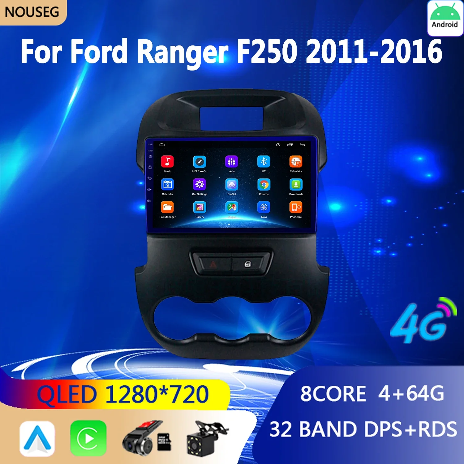 Автомагнитола Android Auto Multimedia Player для Ford RANGER F250 2011-2016 GPS-навигация, стереоприемник, головное устройство 2 Din