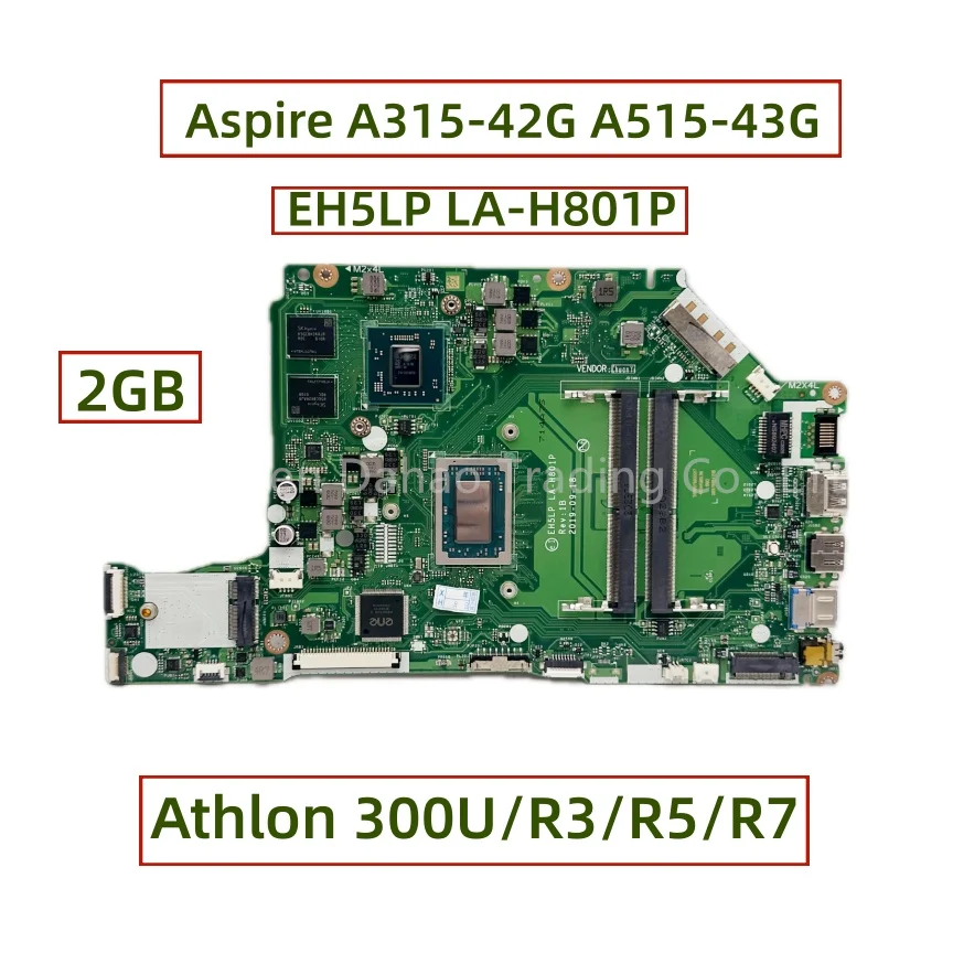LA-H801P Для Acer Aspire A315-42 A515-43 A315-42G A515-43G Материнская плата ноутбука С процессором Athlon 300U R3-3300 R5-3500 R7-3700 AMD