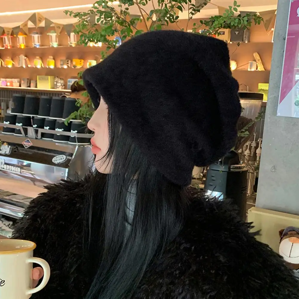 Удобная плюшевая шляпа, женская однотонная шляпа, супер Мягкая Женская шапка из искусственного меха Норки в корейском стиле, осень-зима, уличная