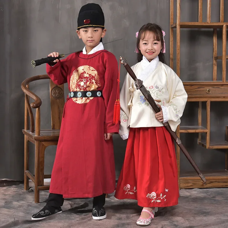 Традиционный китайский костюм для мальчика Династия Сун Детский халат Hanfu Костюм Ретро Косплей Фестиваль Сценическая одежда