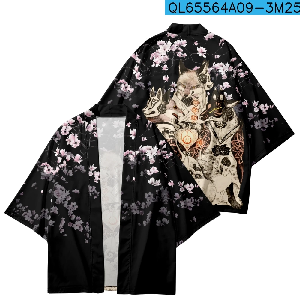 Кимоно, Рубашка с мультяшным принтом, Мода Хаори 2023, Летняя Пляжная Юката, Мужской Женский кардиган, Японская Азиатская одежда