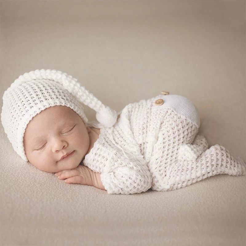 Мягкий комбинезон для новорожденных со шляпой, реквизит для фотосъемки, комбинезон, одежда, костюм унисекс, спандекс, 0 ~ 1 год
