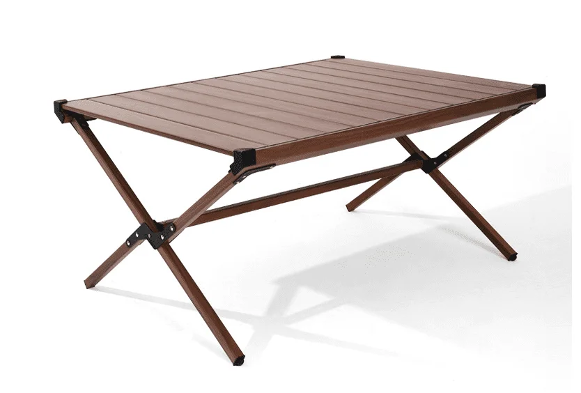 Новое спортивное снаряжение для кемпинга Ozark Trail Алюминиевый походный стол на колесиках, темно-коричневый для пикников, удобный для переноски и хранения