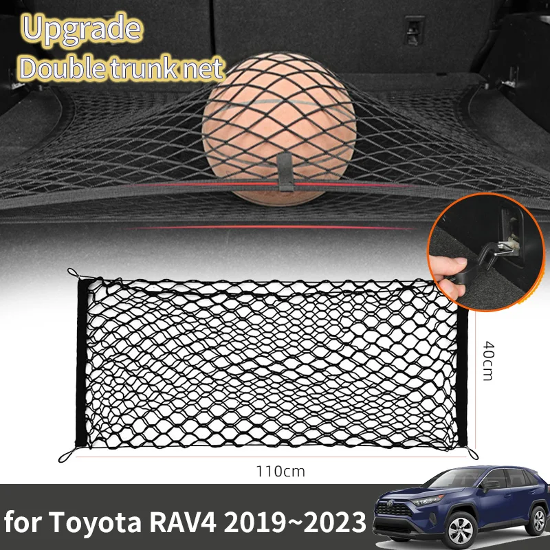 Для Toyota RAV4 RAV 4 2023 Аксессуары XA50 50 2022 2021 2020 2019 Сетка Багажника Автомобиля Эластичный Двухслойный Органайзер Для Хранения