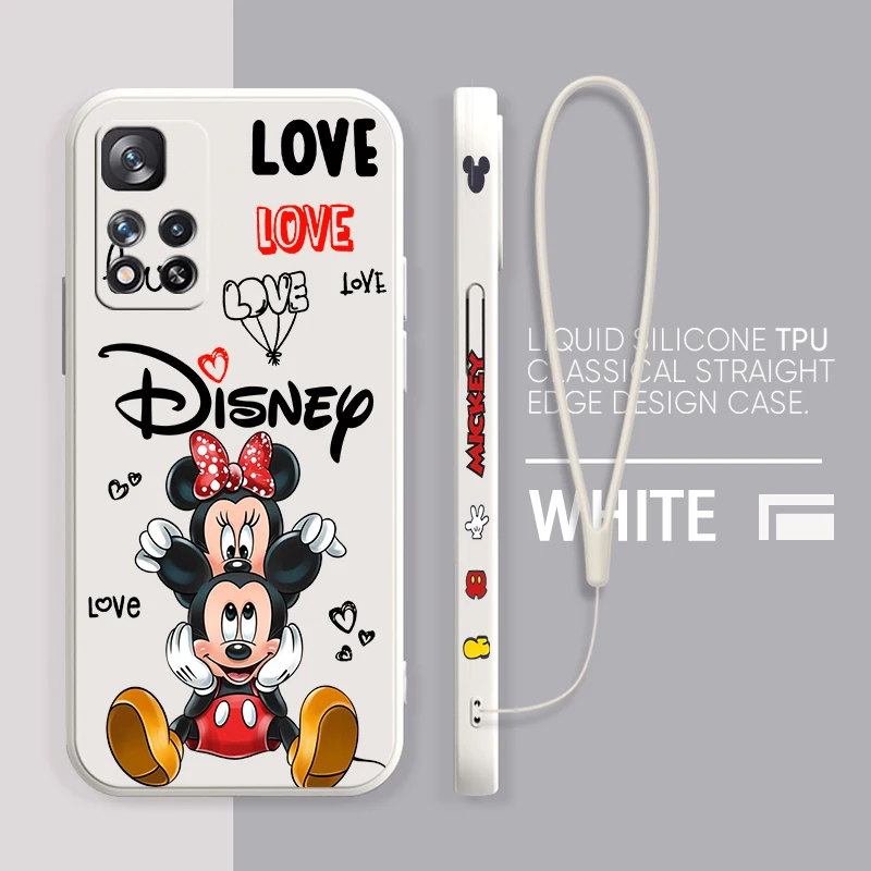 Disney Mouse Mickey Love Для Xiaomi Redmi Note 12 12S 12R 11 11T 11S 10 10S 9 8 8T Pro Plus 5G Чехол Для Телефона с Жидкой Левой Веревкой
