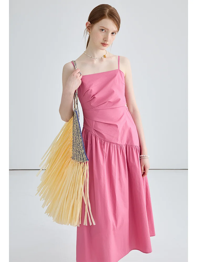 MOLAN Kroean Розовое сексуальное женское платье-комбинация, летнее Новое модное элегантное платье без рукавов для хай-стрит, повседневное женское платье для вечеринок