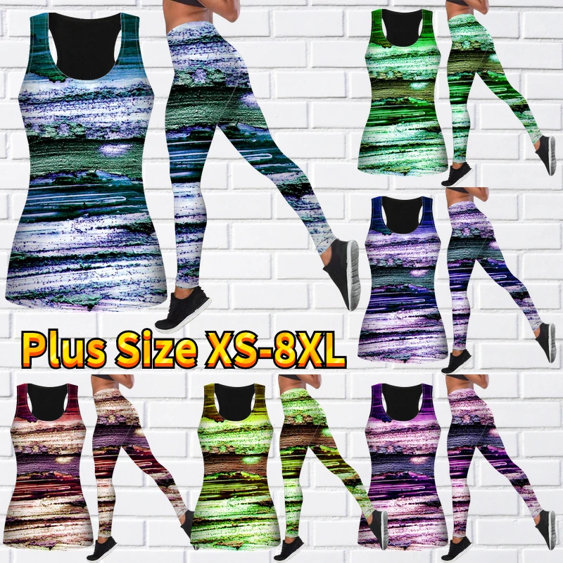 Комплект спортивной одежды с 3D-принтом, спортивный жилет, костюм для йоги, весенне-летний женский спортивный дышащий комплект для йоги XS-8XL