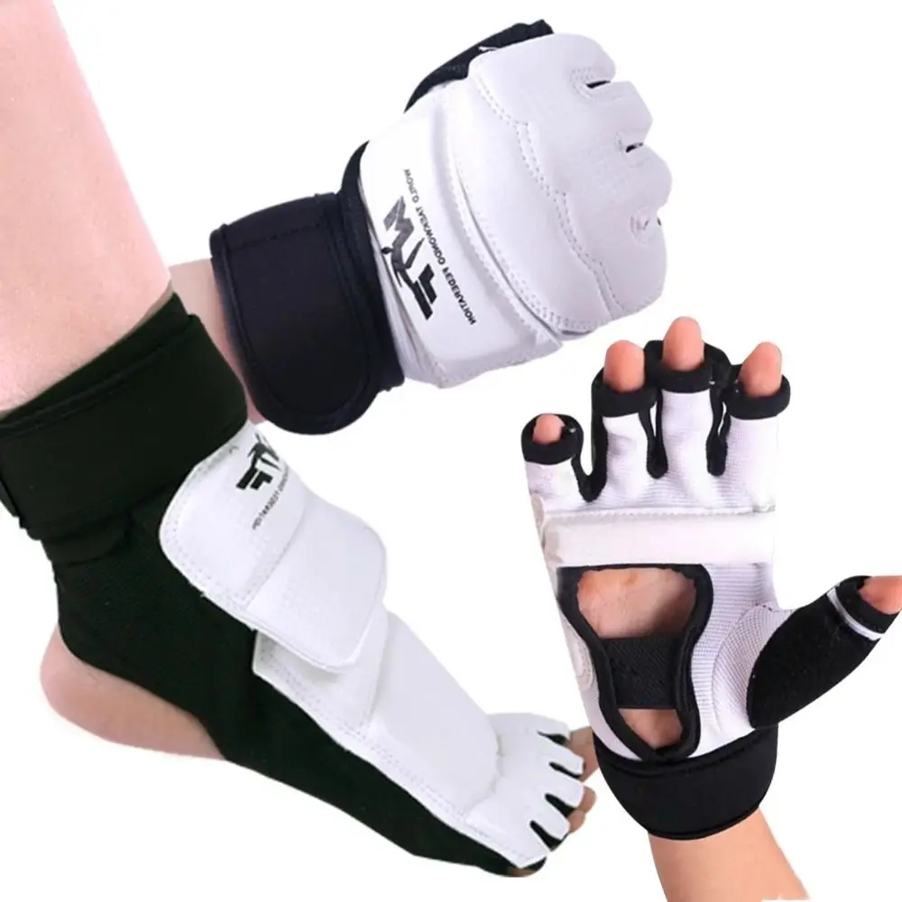 Боксерские перчатки из искусственной кожи для каратэ Муай Тай с полупальцами, Тренировочные перчатки для защиты ног, Тренировочные перчатки для боксерской груши