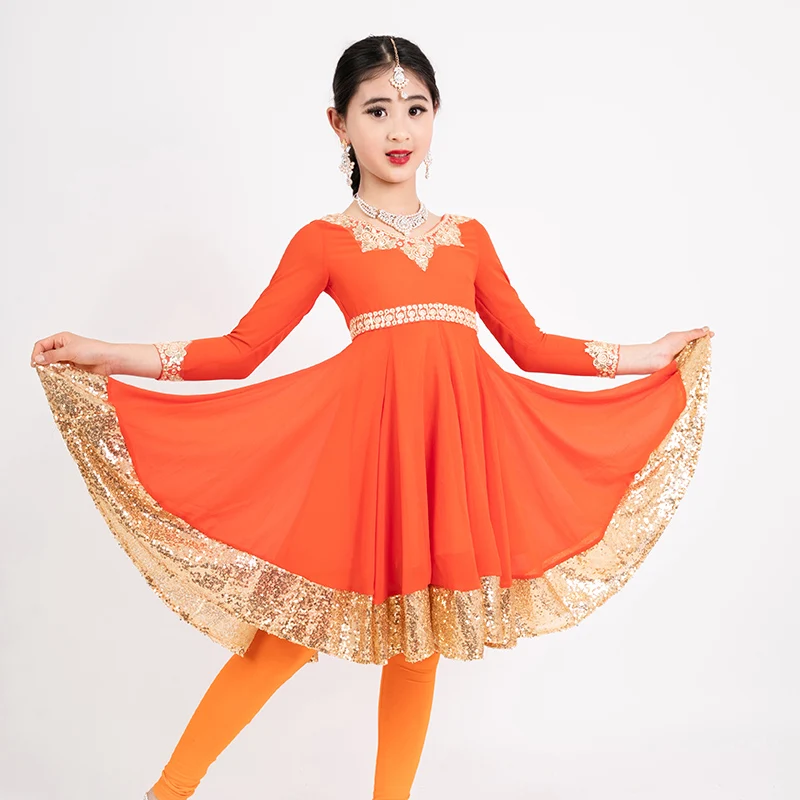 Индийское танцевальное платье, этническое детское платье, комплект штанов Сари Анна