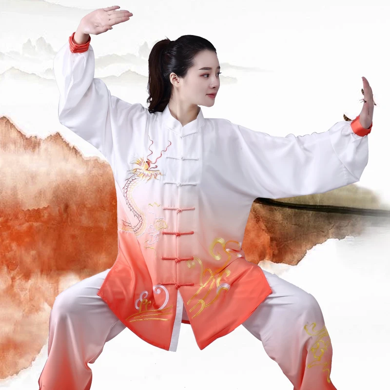 Китайское традиционное платье Тайцзи С вышивкой из Марли, Постепенная Цветная вышивка, Представление Боевых Искусств, Соревнование, Тренировка