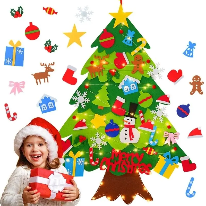 Рождественская елка из фетра своими руками со светодиодами, Веселые Рождественские украшения для дома 2021 Рождественские украшения, Рождественские подарки, Новый год 2022