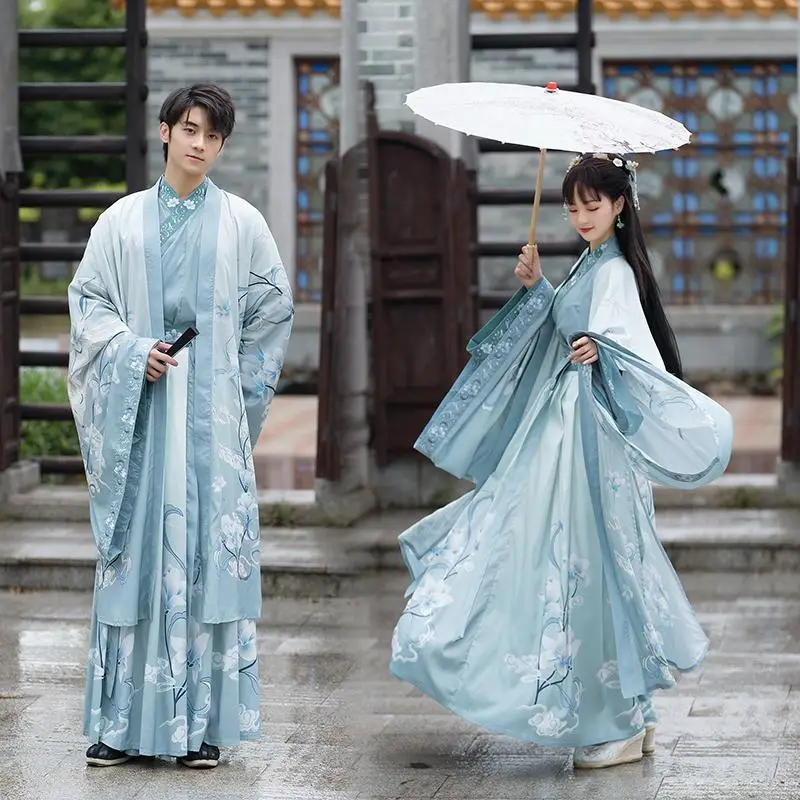 Китайский традиционный костюм Тан, халат Ханфу, мужской Древний костюм династии Хань, Народное платье, одежда для пары, платье-кимоно, халат Юката, платье