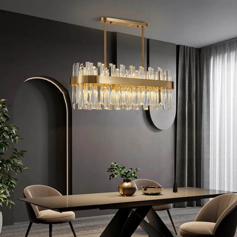 Современная хрустальная люстра для столовой из матового золота, светодиодная лампа cristal, кухонный островной подвесной светильник, роскошное освещение в помещении