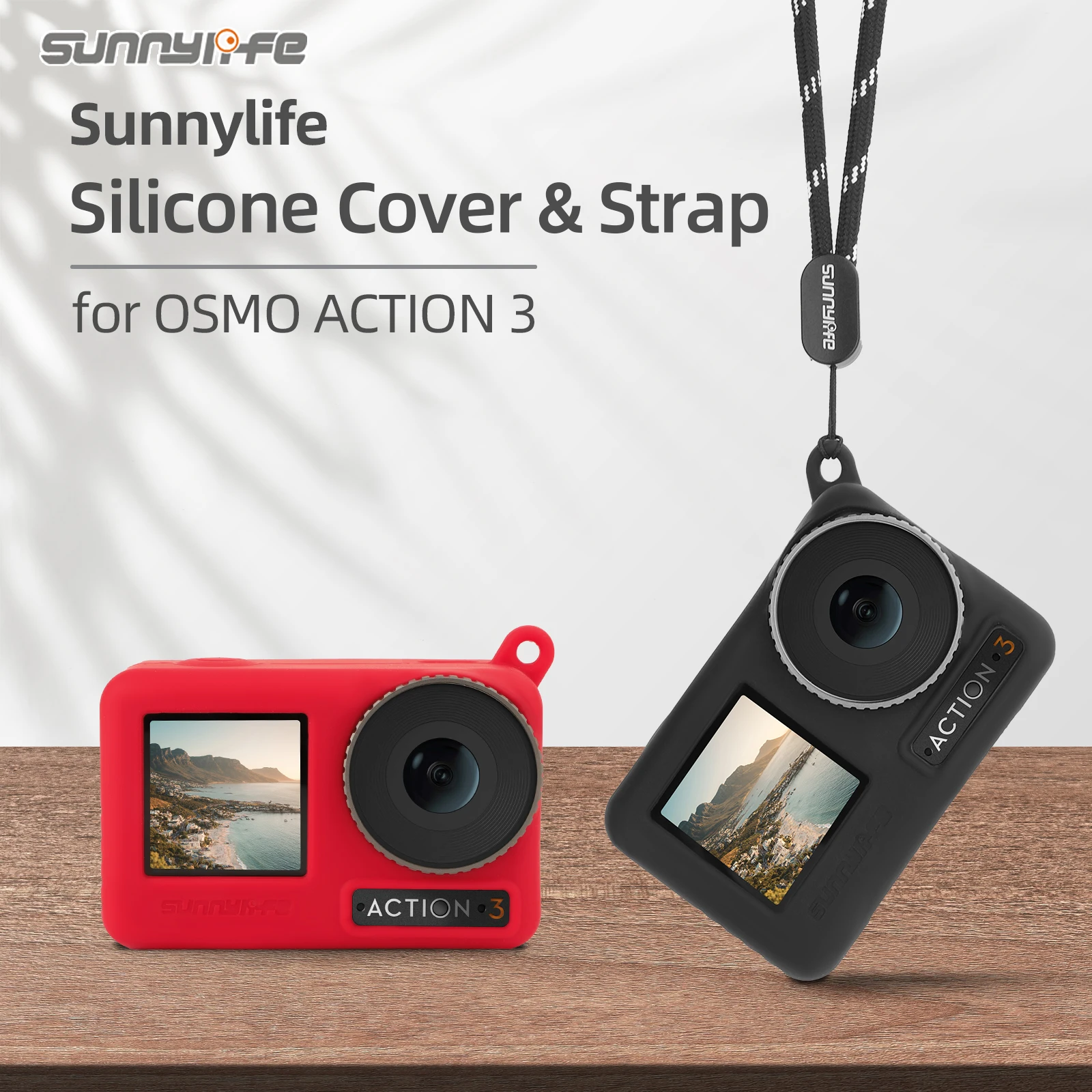 Силиконовый защитный чехол Sunnylife с защитой от царапин, защитный чехол для камеры, аксессуары для шнурков для OSMO ACTION 3